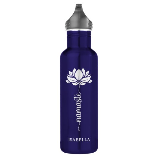 Namaste Whit Lotus Blume Moderner Personalisierter Edelstahlflasche (Rechts)