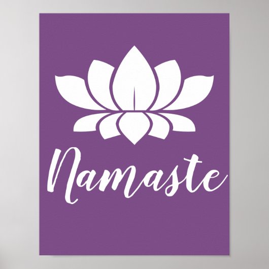Namaste White Lotus & Lila Yoga Poster (Vorne)