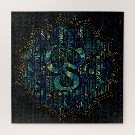 Namaste Wort-Kunst in Lotus mit OM-Symbol Puzzle (Horizontal)