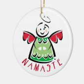 Namaste Yoga Angel Weihnachten Keramikornament (Links)