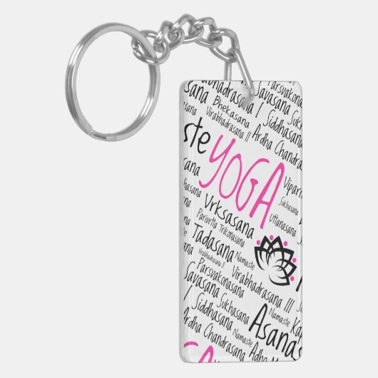 Namaste Yoga bringt Asana Pose-Sanskrit Namen in Schlüsselanhänger (Vorderseite links)