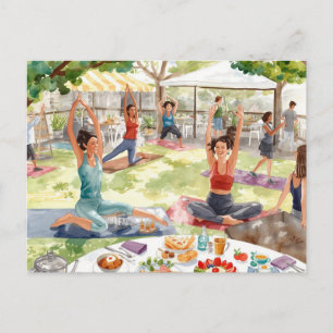 Namaste Yoga Frau heben Hand Danke Postkarte