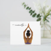 Namaste Yoga Frau heben Hand Danke Postkarte (Stehend Vorderseite)