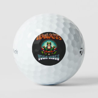 Namaste Yoga Frog Psychedelic Retro Art Golfball