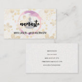 Namaste Yoga | Gold Floral Background Visitenkarte (Vorne/Hinten)