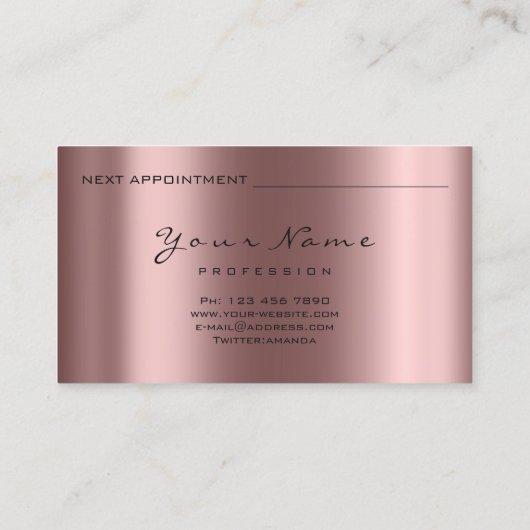 Namaste Yoga Hand Rose Gold Logokarte Terminkarte (Rückseite)