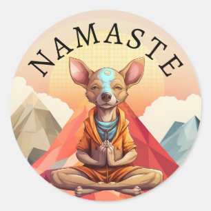 Namaste Yoga Hundaufkleber Runder Aufkleber