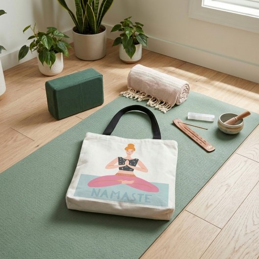 Namaste Yoga Illustration Niedlich Tote Bag Tasche