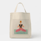 Namaste Yoga Illustration Niedlich Tote Bag Tragetasche (Rückseite)