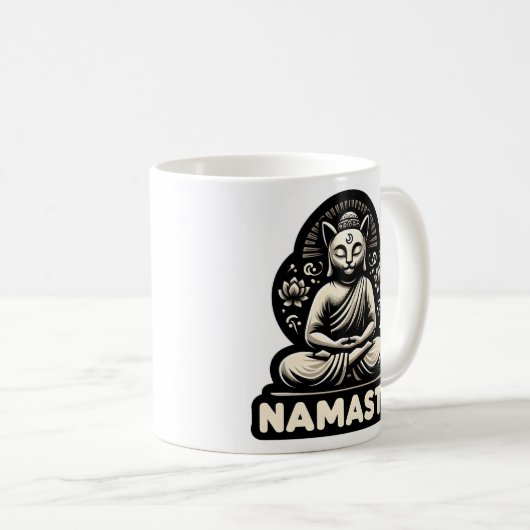 Namaste Yoga Katze in einem Buddha-Pose-Tri-Blend- Kaffeetasse (VorderseiteRechts)