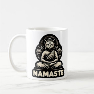 Namaste Yoga Katze in einem Buddha-Pose-Tri-Blend- Kaffeetasse