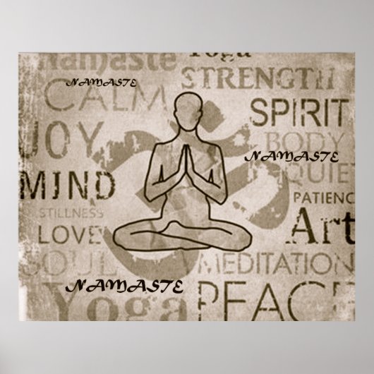 Namaste Yoga Liebe Charcoal Lotus Print Poster (Vorne)