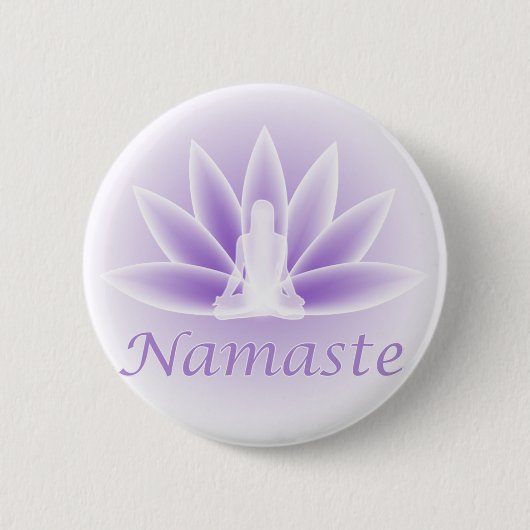 Namaste Yoga Lotus Blume Violet Button (Vorderseite)