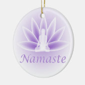 Namaste Yoga Lotus Blume Violett Keramikornament (Links)