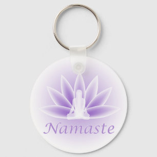 Namaste Yoga Lotus Blume Violett Schlüsselanhänger
