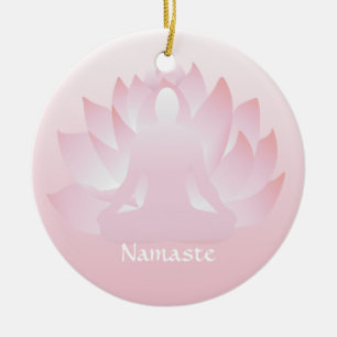 Namaste Yoga Lotus Pose Blume Rosa Ornament