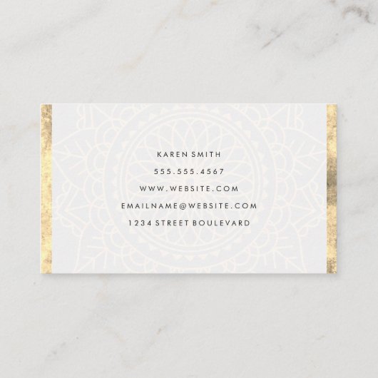 Namaste Yoga Lotus Position Gold Fossil Visitenkarte (Rückseite)