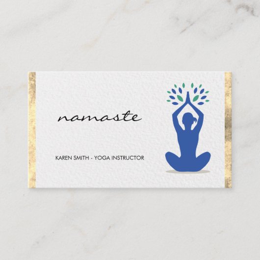 Namaste Yoga Lotus Position Gold Fossil Visitenkarte (Vorderseite)
