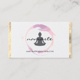 Namaste Yoga Lotus Position Gold Trimm Grunge Visitenkarte