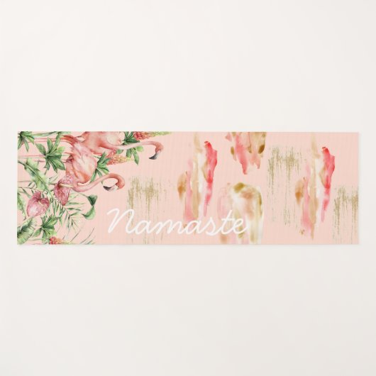 Namaste Yoga Mat mit rosa Flamingos Yogamatte (Vorderseite (Horizontal))