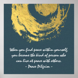 Namaste Yoga Meditation Quotes Blue Gold ZEN Signi Poster