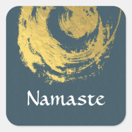 Namaste Yoga Medizin Instructor Blue Gold ZEN Quadratischer Aufkleber