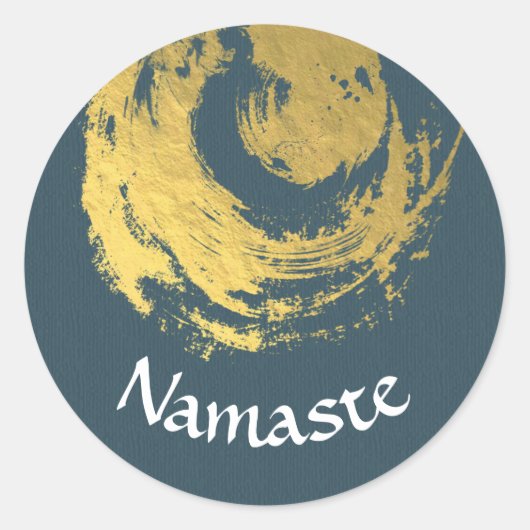 Namaste Yoga Medizin Instructor Blue Gold ZEN Runder Aufkleber (Vorderseite)