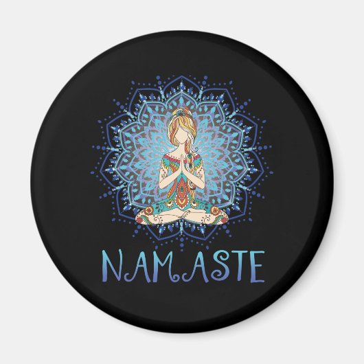 Namaste Yoga Pose mit Chakra für Yoga Lover min Magnet (Vorne)