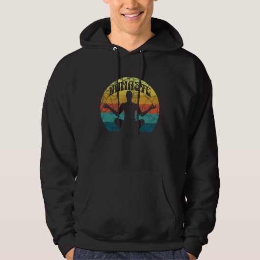 Namaste Yoga Pose Peace Meditate Zen Retro Sunset  Hoodie (Vorderseite)