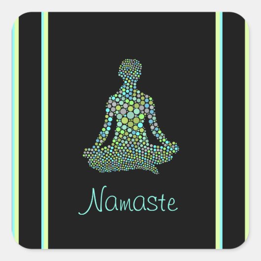 Namaste Yoga Pose Serene Personalisiert Quadratischer Aufkleber (Vorderseite)
