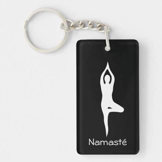 Namasté-Yoga-Pose Silhouette benutzerdefinierter S Schlüsselanhänger (Vorderseite)