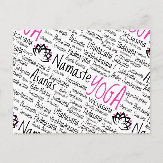 Namaste Yoga-Positionen Asana-Posen Sanskrit-Namen Postkarte (Vorderseite)