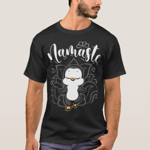 Namaste Yoga Tiere Süßer Pinguin Buddha T-Shirt