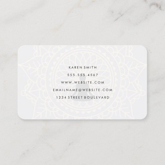 Namaste Yoga Tribal Muster mit Lotus-Position Visitenkarte (Rückseite)