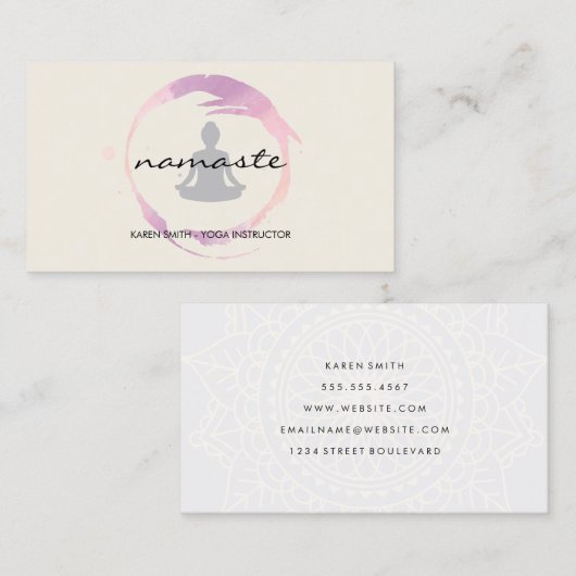 Namaste Yoga Tribal Muster mit Lotus-Position Visitenkarte (Vorne/Hinten)