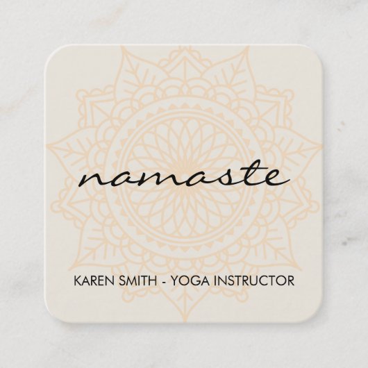 Namaste Yoga Tribal Pattern Quadratische Visitenkarte (Vorderseite)