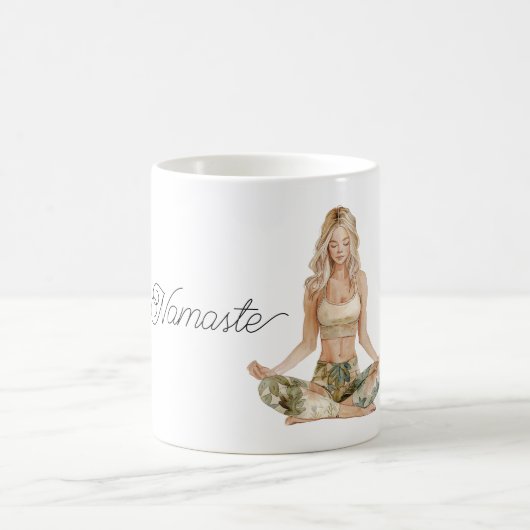 Namaste-Yogahaltung blondes Mädchen Kaffeetasse (Mittel)