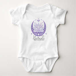 Namaste Zen Moon Cycle Lotus Genießen Sie die Reis Baby Strampler