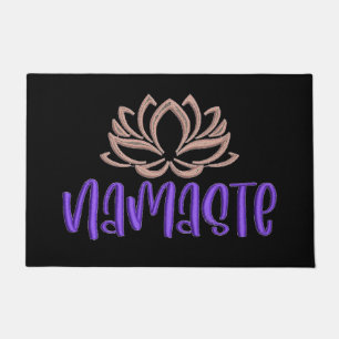 Namaste Zen Yoga Lotus Meditation Lila Schwarz Fußmatte