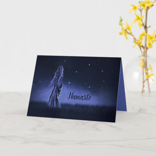 Namaste Zitat Danke Spirituelle Night Sky Stars Karte (Gelbe Blume)