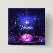 Namaste Zitat Lila Crystal Lotus & Star Button (Vorderseite)