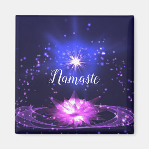Namaste Zitat Lila Crystal Lotus & Star Magnet