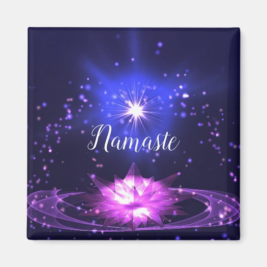 Namaste Zitat Lila Crystal Lotus & Star Magnet (Vorne)