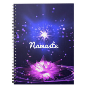 Namaste Zitat Lila Crystal Lotus & Star Notizblock