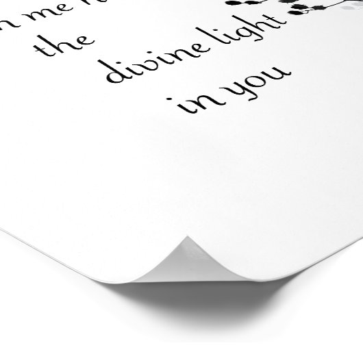 Namaste Zitatstext in Schwarz/Weiß-Kunst Poster (Ecke)