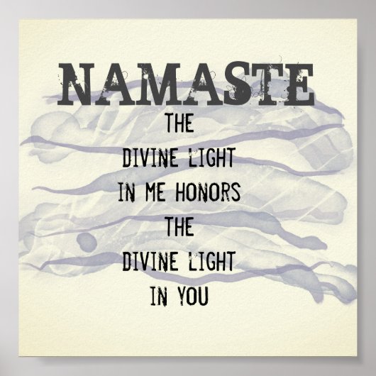 Namaste zitieren abstraktes Aquarelldesign grau Poster (Vorne)