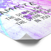 Namaste zitieren lila und blaue Naturkunst Poster (Ecke)