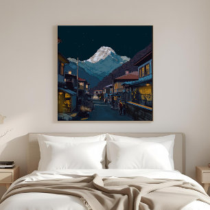 Namche Bazaar Everest Nachtansicht Kunstwerk Leinwanddruck