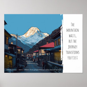 Namche Bazaar Everest View Illustrierte Motivation Poster