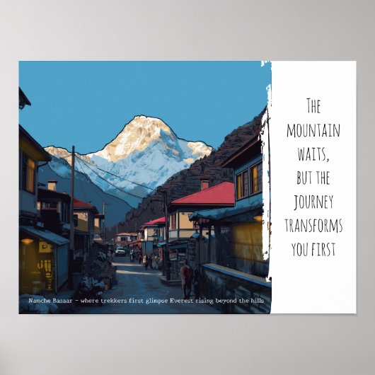 Namche Bazaar Everest View Illustrierte Motivation Poster (Vorne)